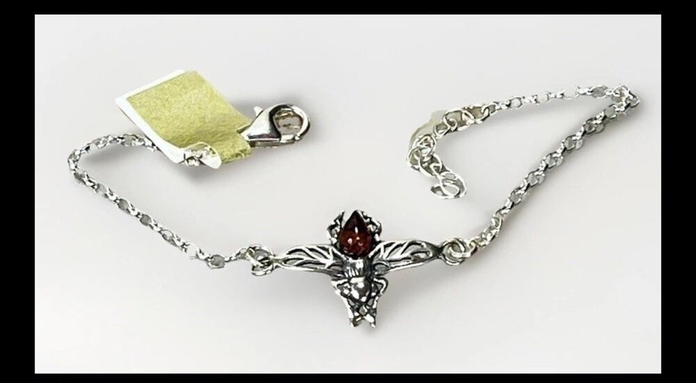 Sterling Silver Baltic Amber Bumble Bee Bracelet w/ Lobster Clasp Made in Poland